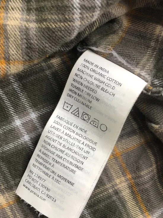 Prana Dolberg Flannel Shirt Mens XL Brown Organic Cotton Standard Button Plaid - Picture 7 of 10